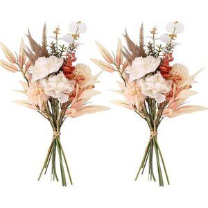 2  Artificial Flowers Bouquet for Silk Flower Arrangements (Champagne)
